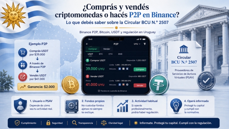 ¿Comprás y vendés criptomonedas o hacés P2P en Binance? Lo que debés saber sobre la Circular BCU N.º 2507